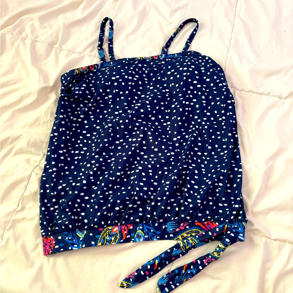 Women’s Navy Swimsuit Top with Tie